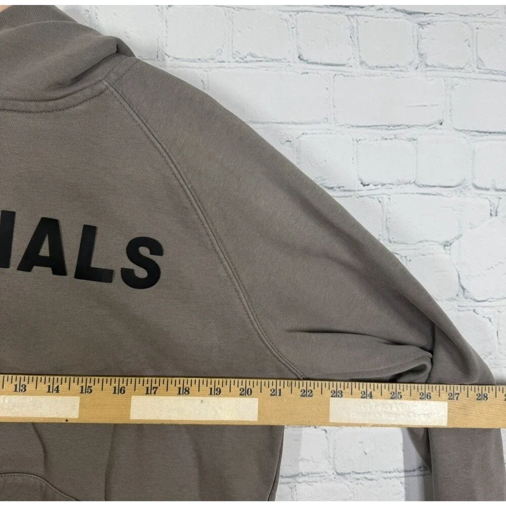 Fear of God Essentials Hoodie Mens Medium Taupe Gray Logo Pullover Oversized FOG